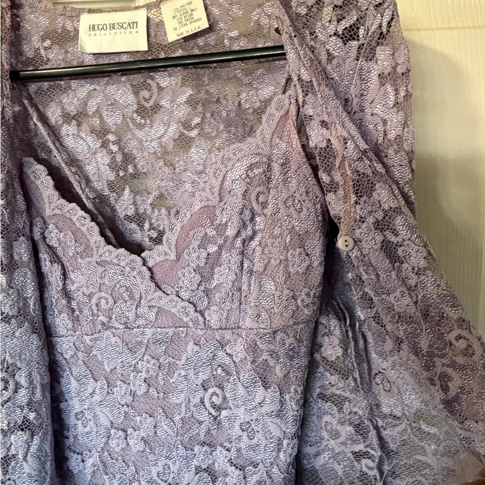 Hugo Buscati Lilac Floral Lace Slip Dress